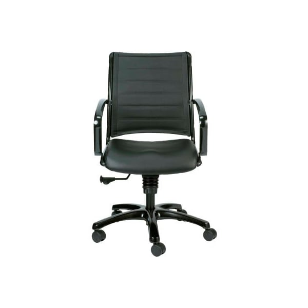 Raynor Marketing Eurotech Europa Mid Back Chair - Black Leather - Non-Adjustable Arms LE222TNM-BLKL - main